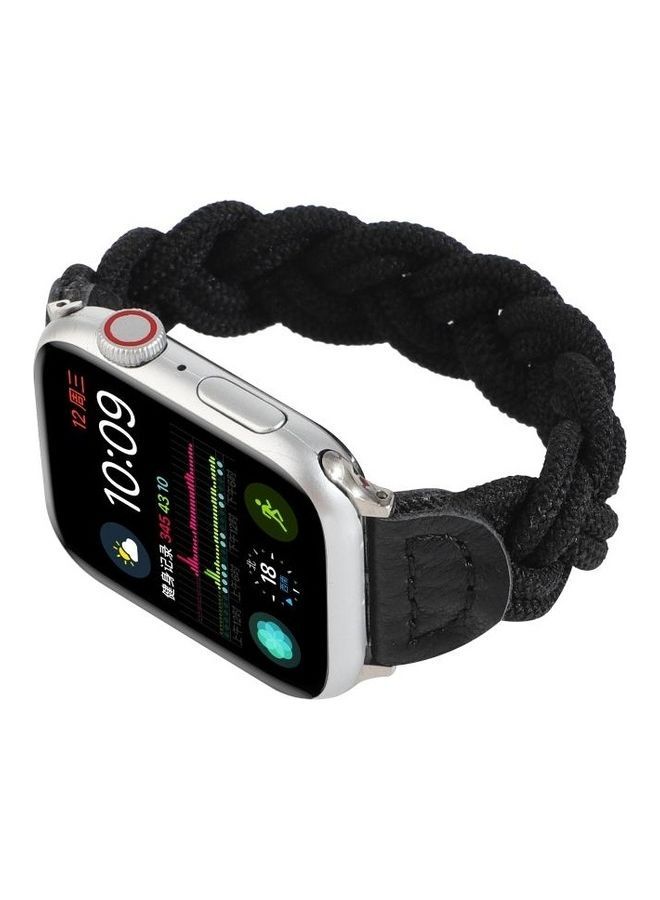 NIBEMINENT Elastic Woven Watchband For Apple Watch Series 7/6/SE/5/4/3/2/1 41/40/38mm, Length:130mm(Black) Black - Image 4