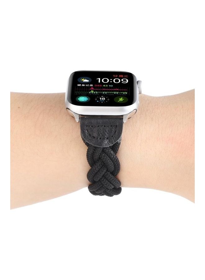 NIBEMINENT Elastic Woven Watchband For Apple Watch Series 7/6/SE/5/4/3/2/1 41/40/38mm, Length:130mm(Black) Black - Image 5