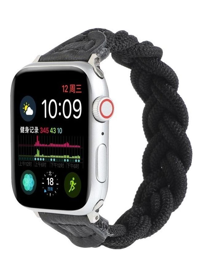 NIBEMINENT Elastic Woven Watchband For Apple Watch Series 7/6/SE/5/4/3/2/1 41/40/38mm, Length:130mm(Black) Black - Image 3