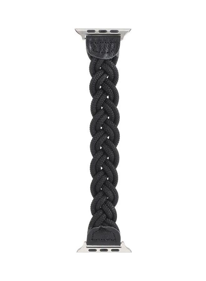 NIBEMINENT Elastic Woven Watchband For Apple Watch Series 7/6/SE/5/4/3/2/1 41/40/38mm, Length:130mm(Black) Black - Image 2
