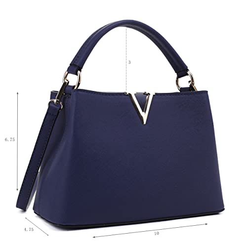 EVVE Women's Small Satchel Bag Classic Top Handle Purses Fashion Crossbody Handbags with Shoulder Strap | NV - Image 2