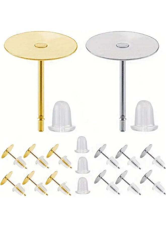 Golden 10mm Stainless Steel Blank Earring Stands 200pcs DIY Jewelry Making Craft Supplies - Image 1