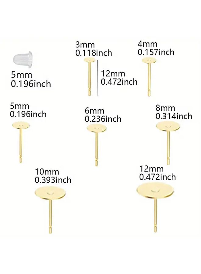 Golden 10mm Stainless Steel Blank Earring Stands 200pcs DIY Jewelry Making Craft Supplies - Image 4
