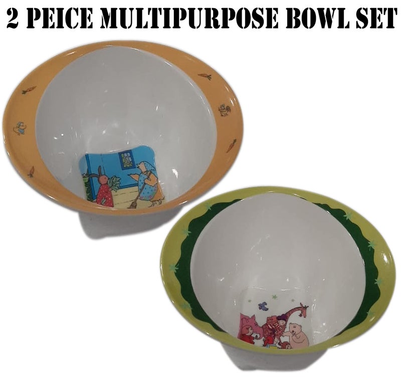 ZIDO (Pack of 2 Multipurpose Cartoon Design Bowls for Serving (Rabbit Family and Jungle Safari). - Image 2