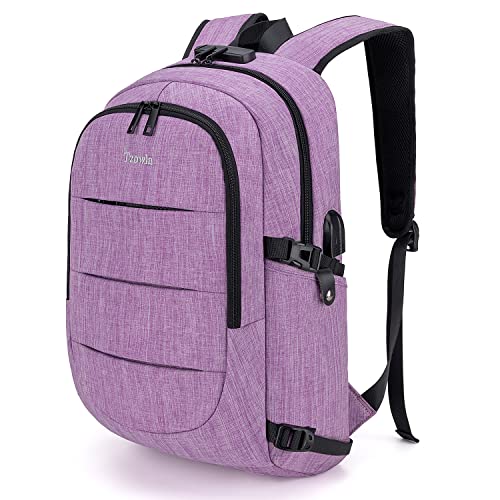 Tzowla Business Laptop Backpack Water Resistant Anti-Theft Backpack with USB Charging Port and Lock 17.3 Inch Computer Backpacks for Women, Casual Hiking Travel Daypack(Purple) - Image 1