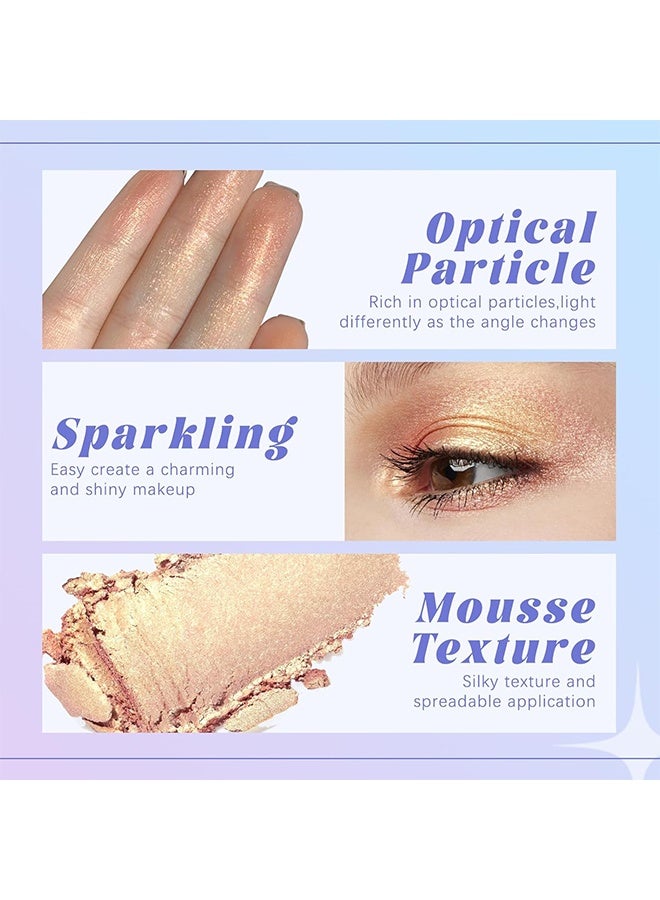 Cvz Diamond Jelly Highlighter, Duochrome Gold Silver Eyeshadow&Highlighter Palette Makeup, Color Shift Glitter Iridescent Cream Highlighter, Smooth Long Lasting Sparkling Facial Illuminator Palette Makeup #03 - Image 4