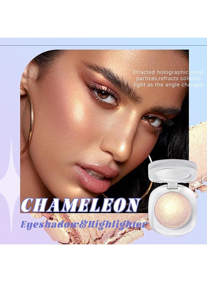 Cvz Diamond Jelly Highlighter, Duochrome Gold Silver Eyeshadow&Highlighter Palette Makeup, Color Shift Glitter Iridescent Cream Highlighter, Smooth Long Lasting Sparkling Facial Illuminator Palette Makeup #03 - Image 3