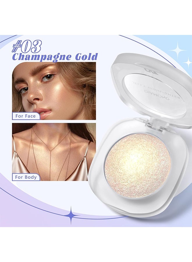 Cvz Diamond Jelly Highlighter, Duochrome Gold Silver Eyeshadow&Highlighter Palette Makeup, Color Shift Glitter Iridescent Cream Highlighter, Smooth Long Lasting Sparkling Facial Illuminator Palette Makeup #03 - Image 2