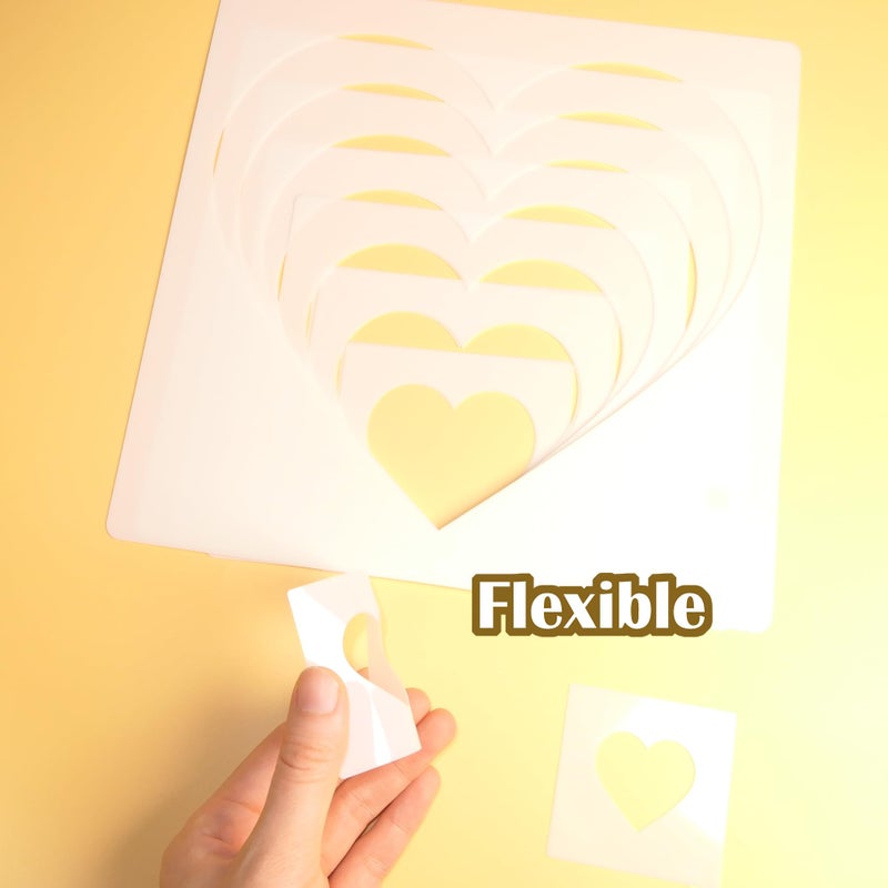 HADDIY Heart Stencils for Painting on Wood,16 Pcs Plastic Large to Small Different Sizes Heart Templates for Drawing and Crafts,Spraying on Wall-Reusable - Image 5