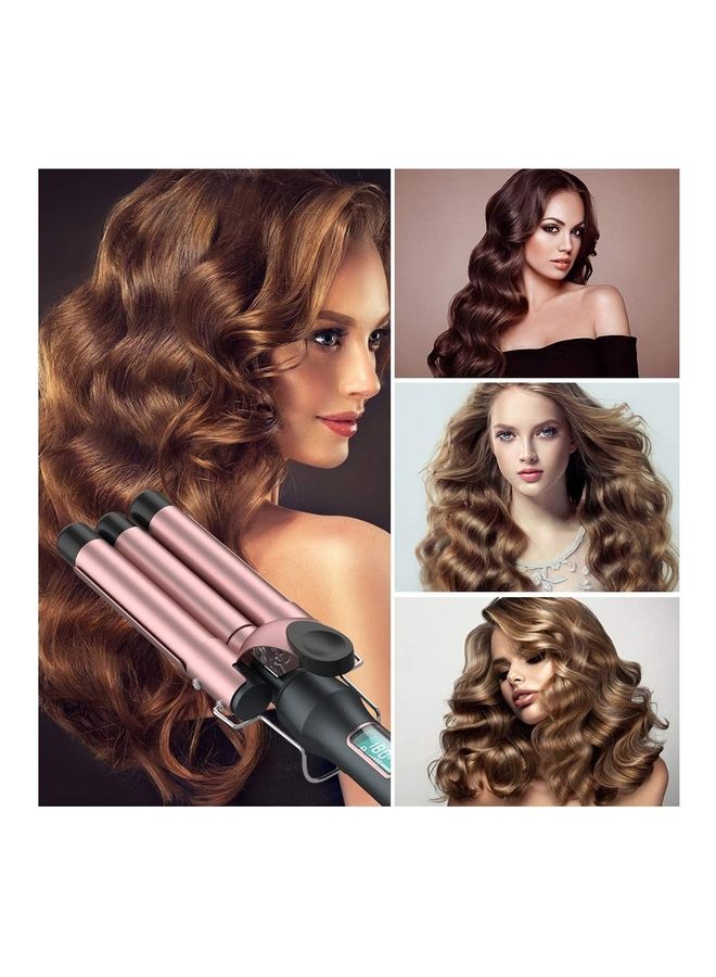 NIBEMINENT 3 Barrel Anion Hair Curling Iron 25mm With Temperature Control Black/Pink - Image 5