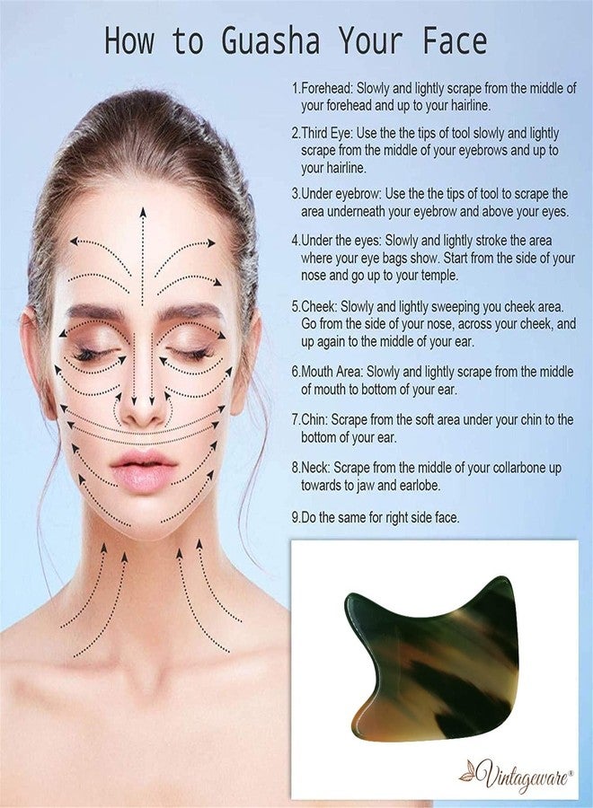 Vintageware® Natural Horn Gua Sha Tool for Face & Body Massage | Acupuncture Scraping Tool | Improves Circulation, Relieves Tension & Enhances Skin Glow (R-Shaped) - Image 3