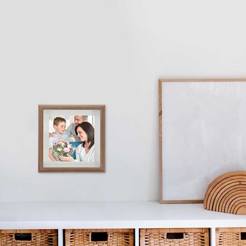 إطار صور خشبي DIY مربع مجوف بحجم 7 بوصة بلون الجوز، لحامل صور على سطح المكتب للأعمال الفنية بحجم 18x18 سم، لديكور المنزل وغرفة النوم - Image 4