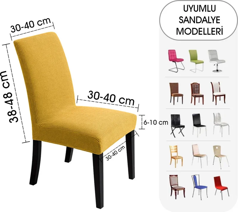 فايند Liski Esenk Chair Cover Square pattern Stretch Elastic Mutak Chair Cover 1-pc Mustard color