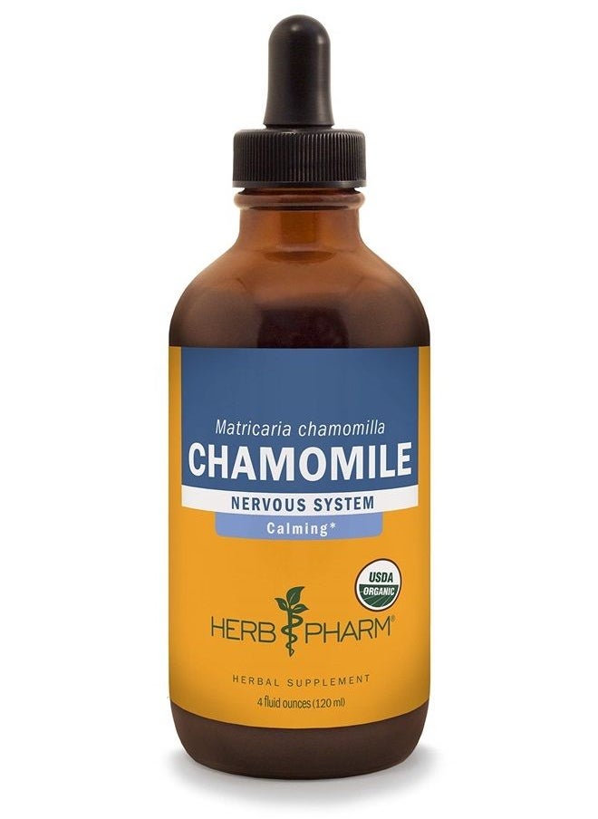 HERB PHARM Certified Organic Chamomile Liquid Extract for Calming Nervous System Support - 4 Ounce  - Image 1