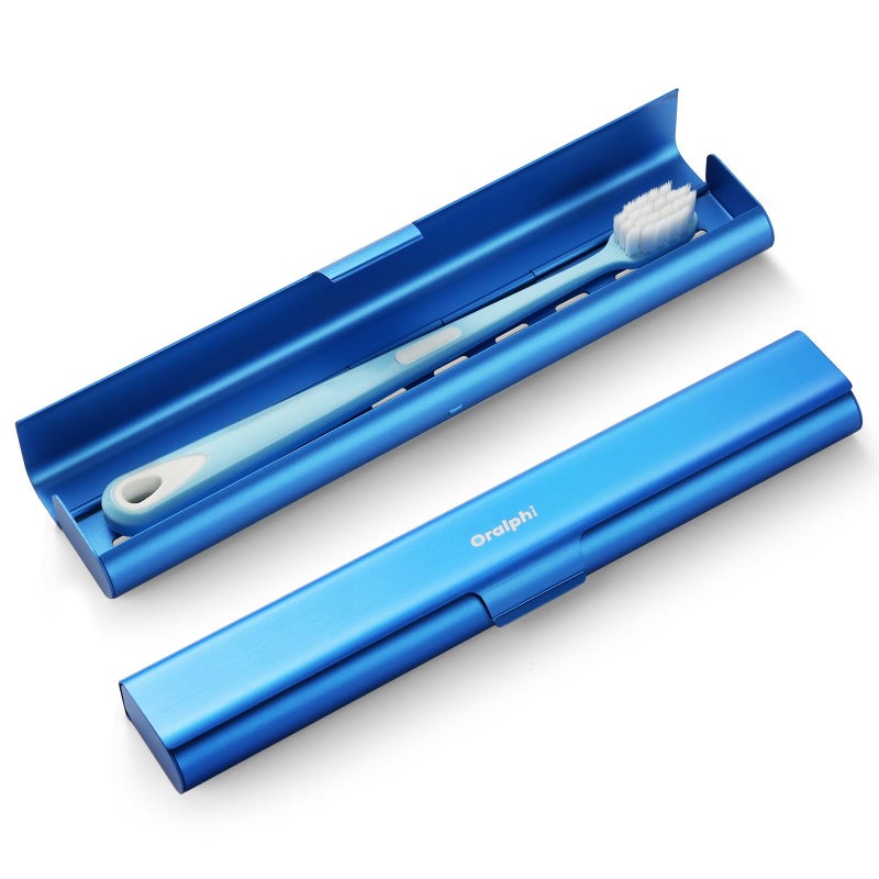 Oralphi Aluminum Toothbrush Travel Case, Portable Travel Toothbrush Holder, Durable Manual Toothbrush Box Container for Traveling, Bathroom, Camping, Business Trip-Blue - Image 1