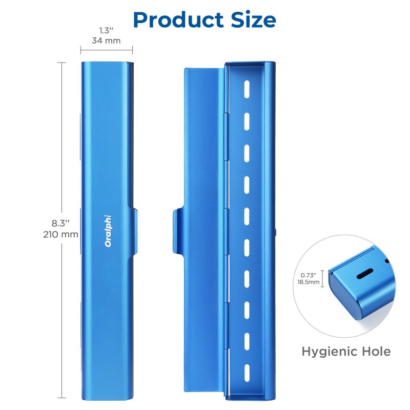 Oralphi Aluminum Toothbrush Travel Case, Portable Travel Toothbrush Holder, Durable Manual Toothbrush Box Container for Traveling, Bathroom, Camping, Business Trip-Blue - Image 5