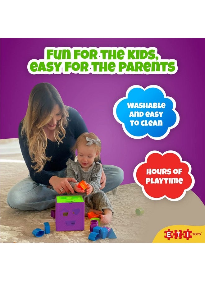 ETI Toys ETI Toys, 19 Piece Unique Educational Sorting & Matching Toy for Toddlers. Colorful Sorter Cube Box & Shapes, 100 Percent Safe, Promotes Fun Learning, Creativity & Skills Development  - Image 5