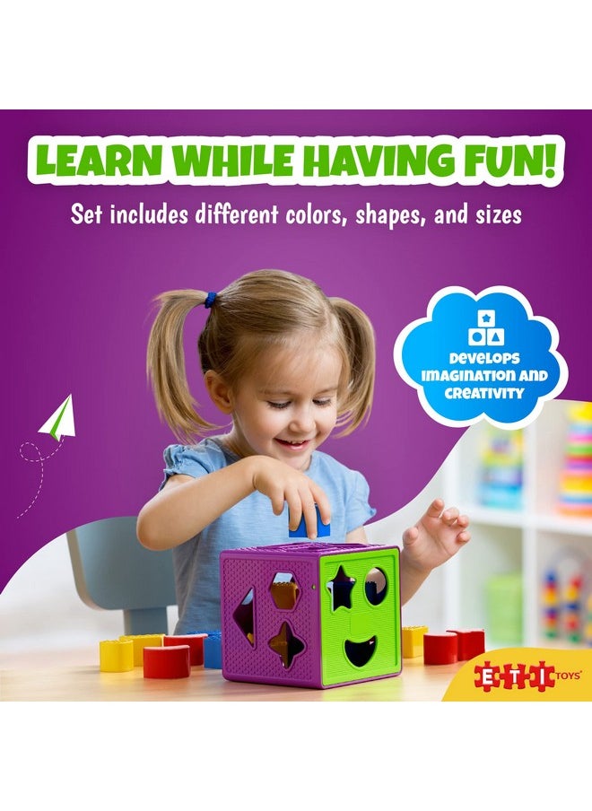 ETI Toys ETI Toys, 19 Piece Unique Educational Sorting & Matching Toy for Toddlers. Colorful Sorter Cube Box & Shapes, 100 Percent Safe, Promotes Fun Learning, Creativity & Skills Development  - Image 2