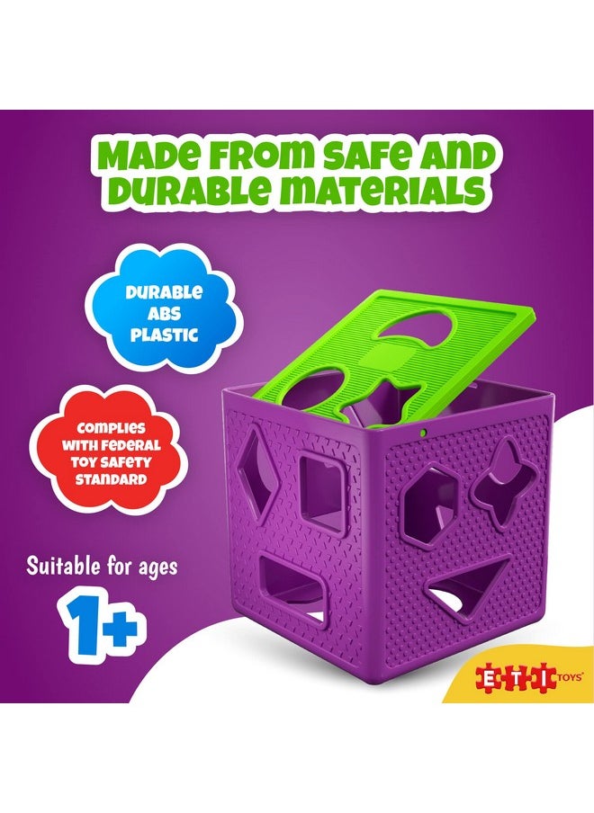 ETI Toys ETI Toys, 19 Piece Unique Educational Sorting & Matching Toy for Toddlers. Colorful Sorter Cube Box & Shapes, 100 Percent Safe, Promotes Fun Learning, Creativity & Skills Development  - Image 4