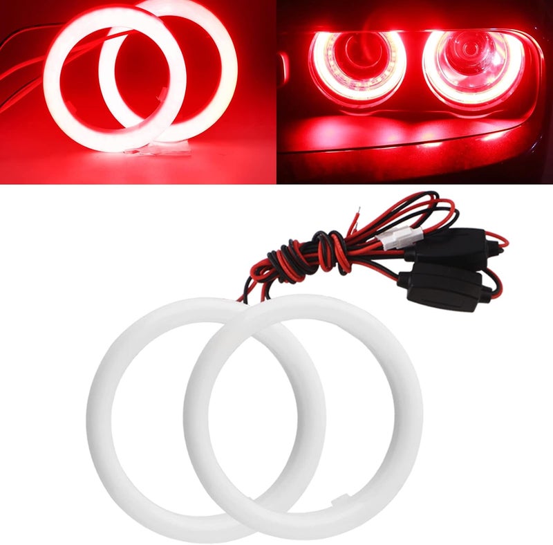 Qasim 80MM 3.14'' Angel Eyes Halo Ring 51SMD COB LED DRL Headlight Signal Fog Decorative Lights 9-30V Red 2pcs/Set - Image 1