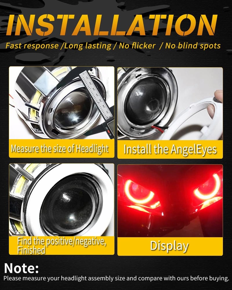 Qasim 80MM 3.14'' Angel Eyes Halo Ring 51SMD COB LED DRL Headlight Signal Fog Decorative Lights 9-30V Red 2pcs/Set - Image 5