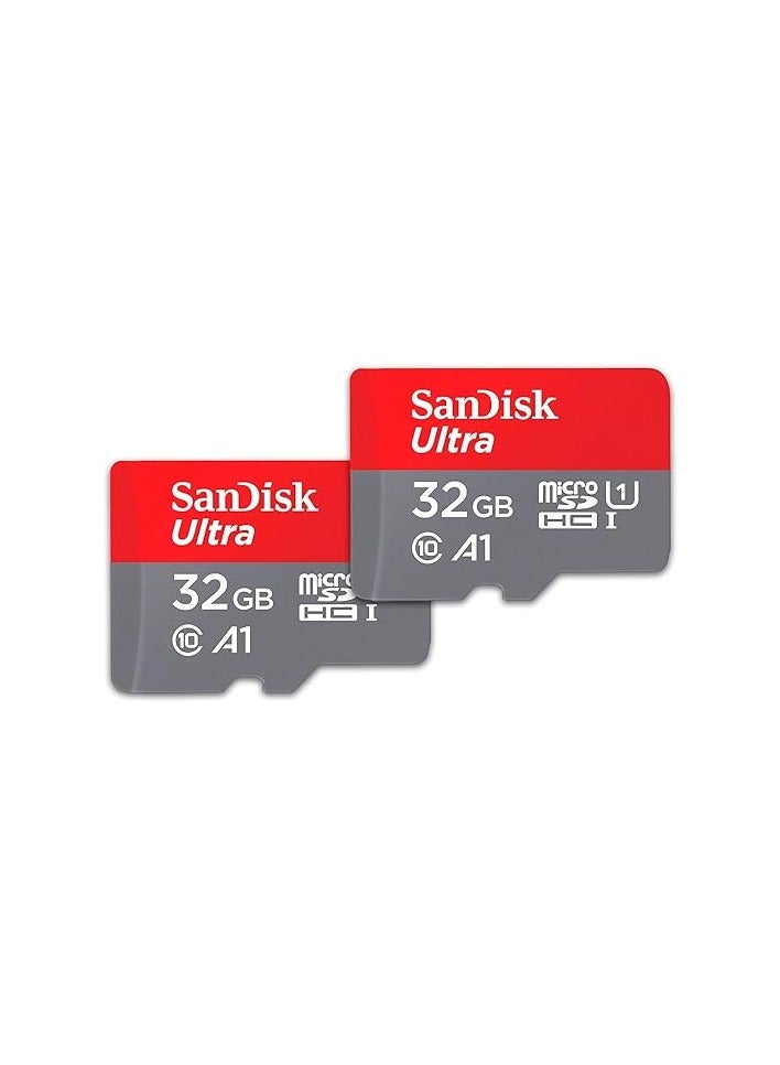 سانديسك مجموعة من بطاقتي ذاكرة Ultra microSDHC UHS-I (2x32GB) مع محول - SDSQUA4-032G-GN6MT - Image 1