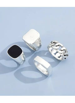 Goolsky 4pcs Punk Style Hip Hop Trendy Rings, Retro Geometric Metal Finger Ring  - Image 2