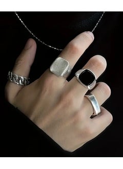 Goolsky 4pcs Punk Style Hip Hop Trendy Rings, Retro Geometric Metal Finger Ring  - Image 4