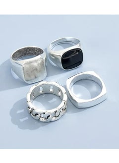 Goolsky 4pcs Punk Style Hip Hop Trendy Rings, Retro Geometric Metal Finger Ring  - Image 5