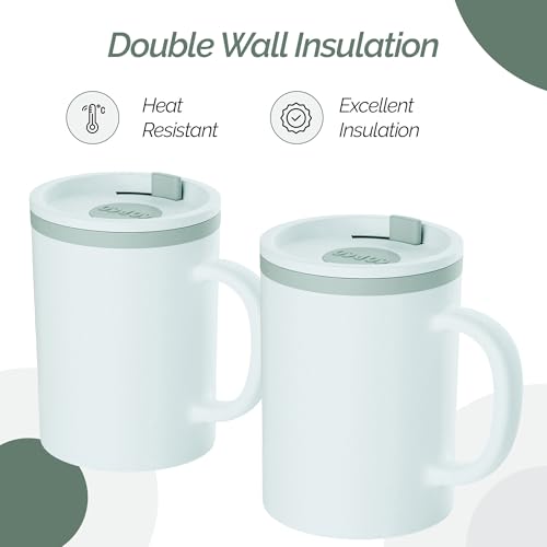 Copco Desk Mug 16 oz - Durable BPA-Free, Double-Wall Insulation for Hot & Cold Drinks, Microwave & Dishwasher Safe, Ideal for Office, Home, Travel - Spill-Resistant Reusable Mug (Grey) - Image 3