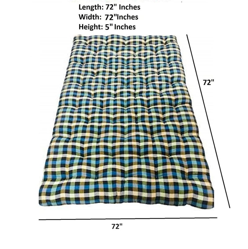 ATOOTFUSION Multicolour Double Bed King Size Cotton Quilt Star Mattress (72x72x5 Inches) - Big Soft Cotton Filled Cushy Mattress for Cozy Sleep and Extra Comfort - Image 2