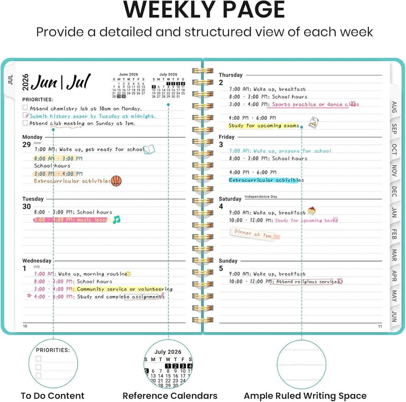 Taja Planner 2026-2027 for Women & Men, Academic Monthly and Weekly Calendar Planner, Jul 2026 - Jun 2027, A4 (8.5" x 11"), Teacher Student Planning Book with Tabs, Ideal for Office School Supplies - Image 3