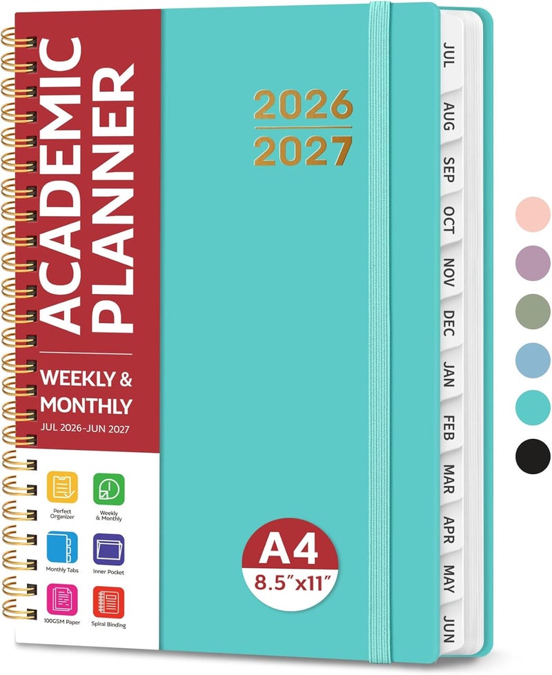 Taja Planner 2026-2027 for Women & Men, Academic Monthly and Weekly Calendar Planner, Jul 2026 - Jun 2027, A4 (8.5" x 11"), Teacher Student Planning Book with Tabs, Ideal for Office School Supplies - Image 1