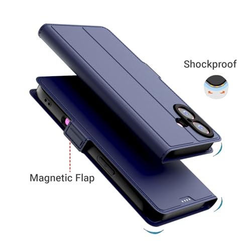 Kapa Noble Slim Magnetic Leather Flip Case Cover for Apple iPhone 17 | Card Holder Stand Flip Wallet Case (Blue) - Image 5