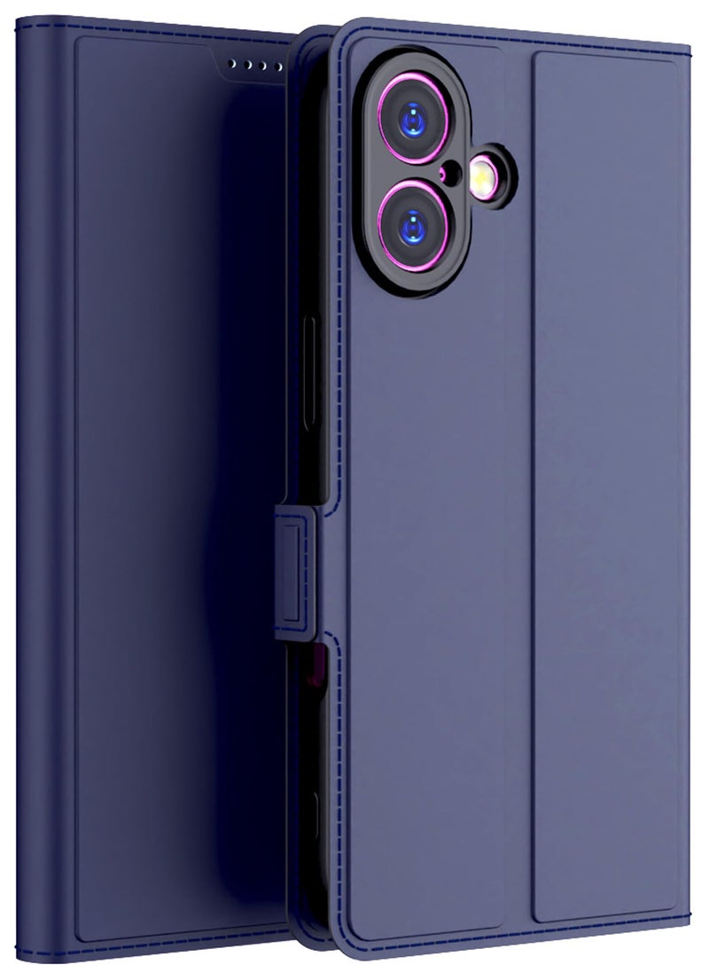 Kapa Noble Slim Magnetic Leather Flip Case Cover for Apple iPhone 17 | Card Holder Stand Flip Wallet Case (Blue) - Image 1