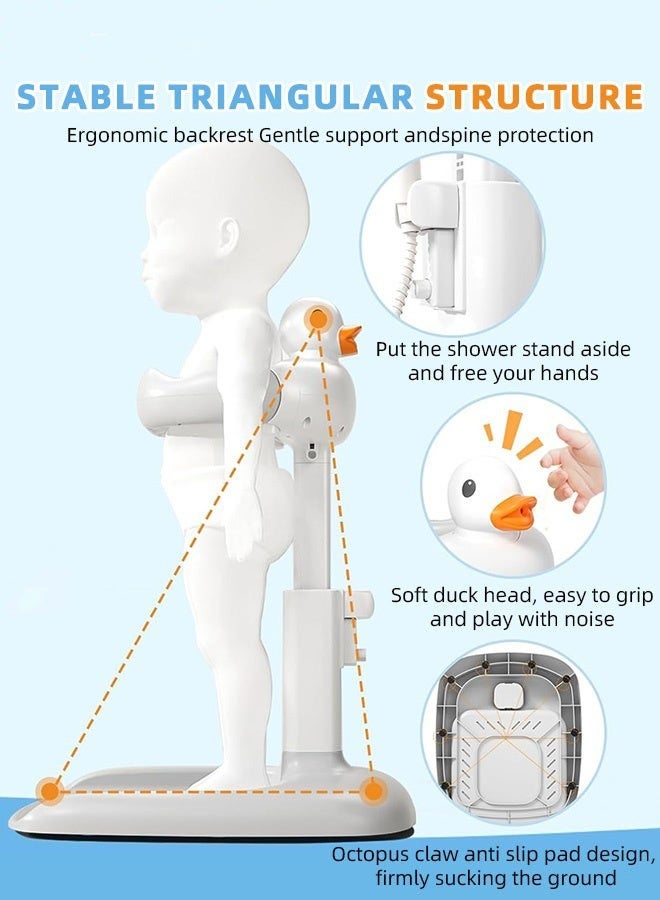 دوركو حامل وكرسي للاستحمام للأطفال، مسند للأطفال مع ارتفاع ومسند ذراع قابل للضبط، حامل مانع للانزلاق مع حامل رأس، مستلزمات الاستحمام الأساسية للرضع - Image 5