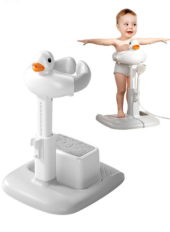 دوركو حامل وكرسي للاستحمام للأطفال، مسند للأطفال مع ارتفاع ومسند ذراع قابل للضبط، حامل مانع للانزلاق مع حامل رأس، مستلزمات الاستحمام الأساسية للرضع - Image 1