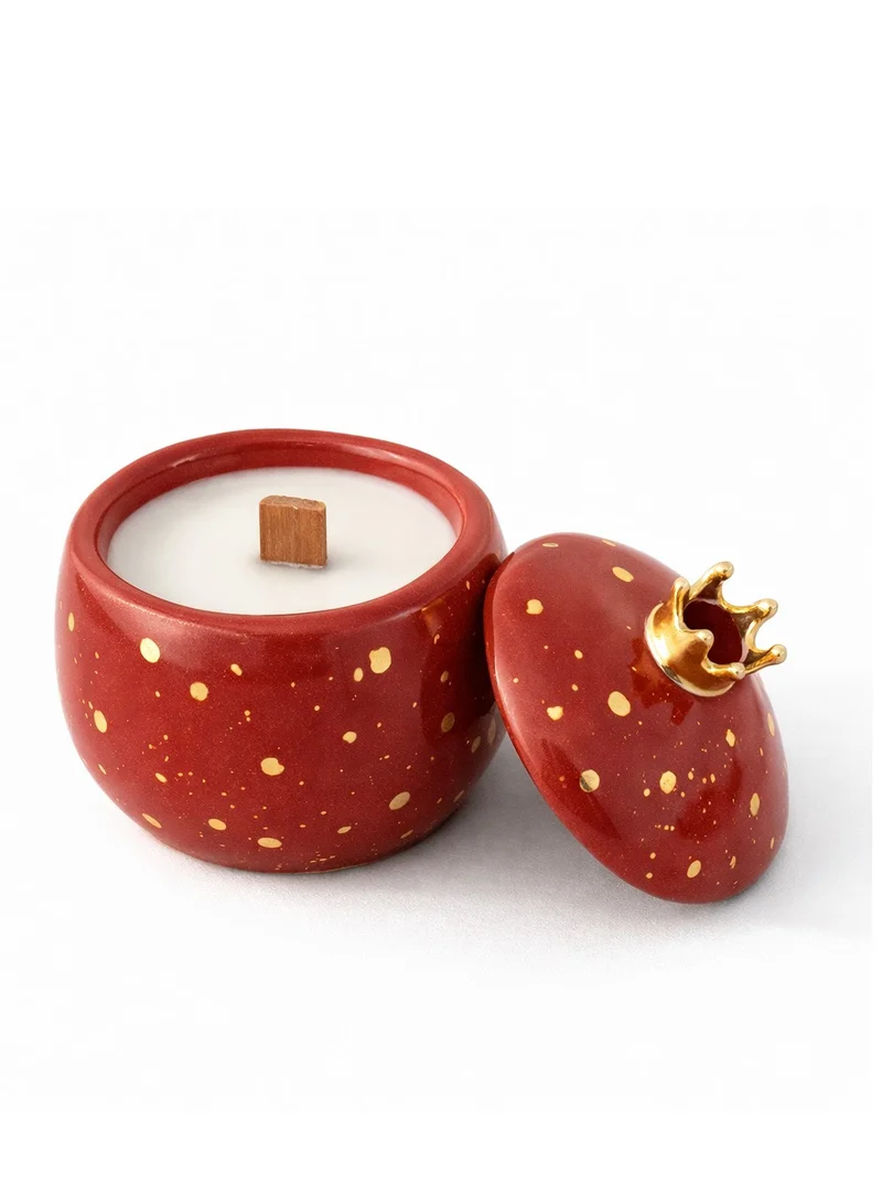 تحفة لوكس Tohfa Luxe Annar Red Luxury Soy Wax Candle with Real Gold Dots – Handcrafted Ceramic Candle, 150ml, Home Décor &  Gift
