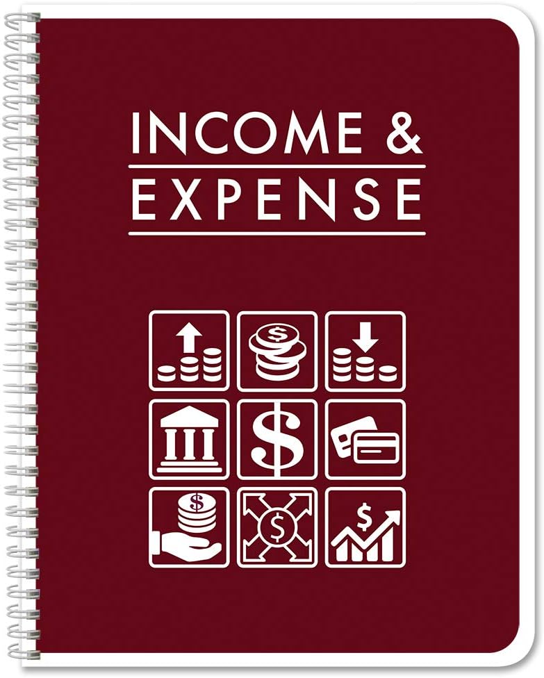 BookFactory Income and Expense Log Book/Tracker/Small Business Ledger Book/Accounting & Bookkeeping Ledger Log Book/LogBook 108 Pages - 8.5'' x 11'' Wire-O (Made in USA) - Image 1