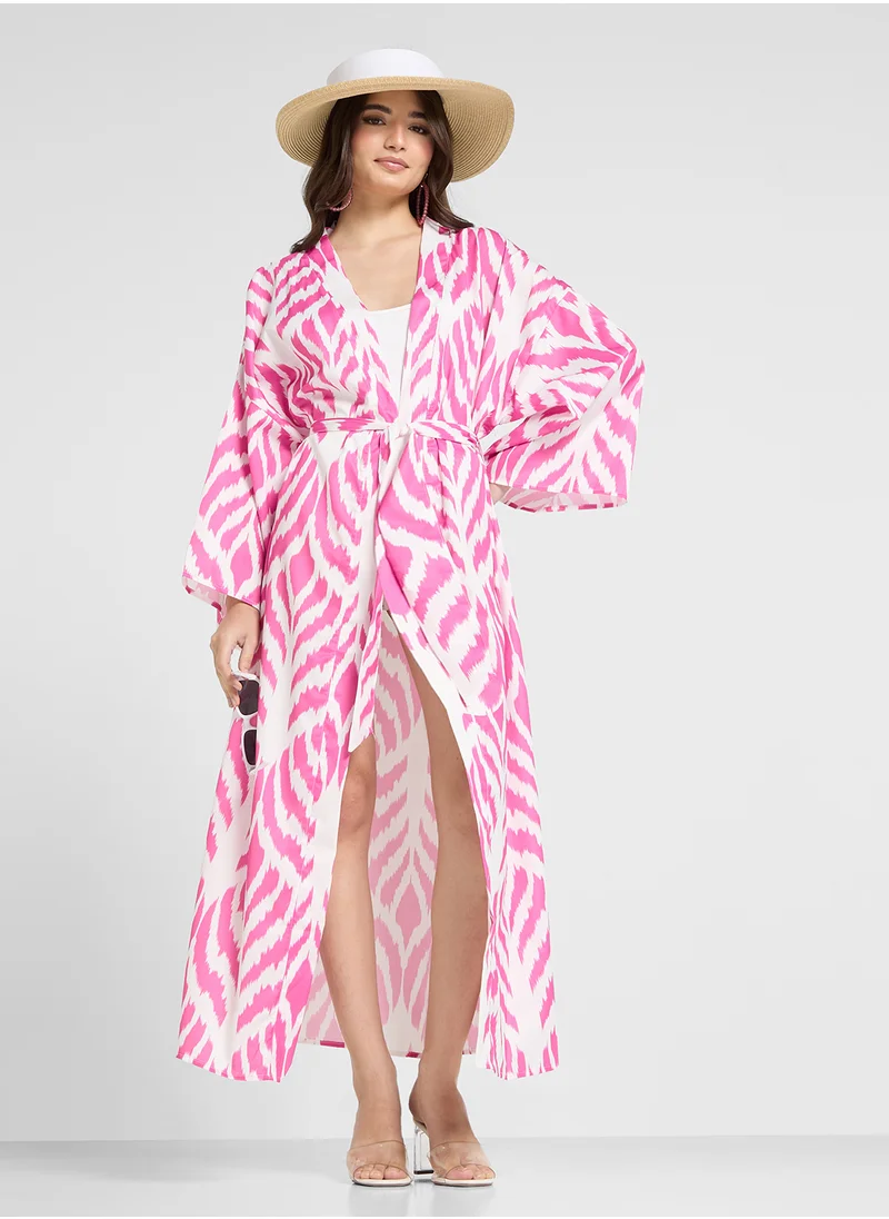 Ginger Abstract Print Satin Beach Coverup