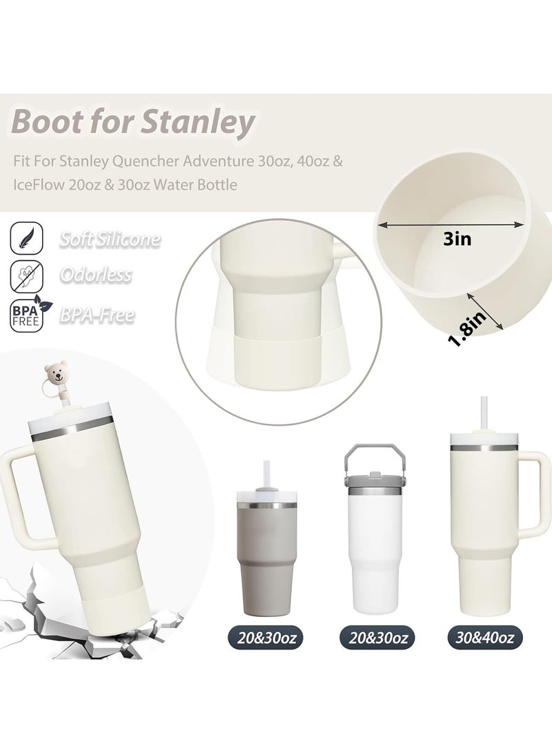 Mmmon Cup Accessories Set including 6 PcsSilicone Spill Proof Stopper, 2 Pcs Straw CoverCap for 9-10 mm Straws, 1 Pcs white SiliconeBoot for  Cup 40oz，30ozTumbler (white) - Image 2