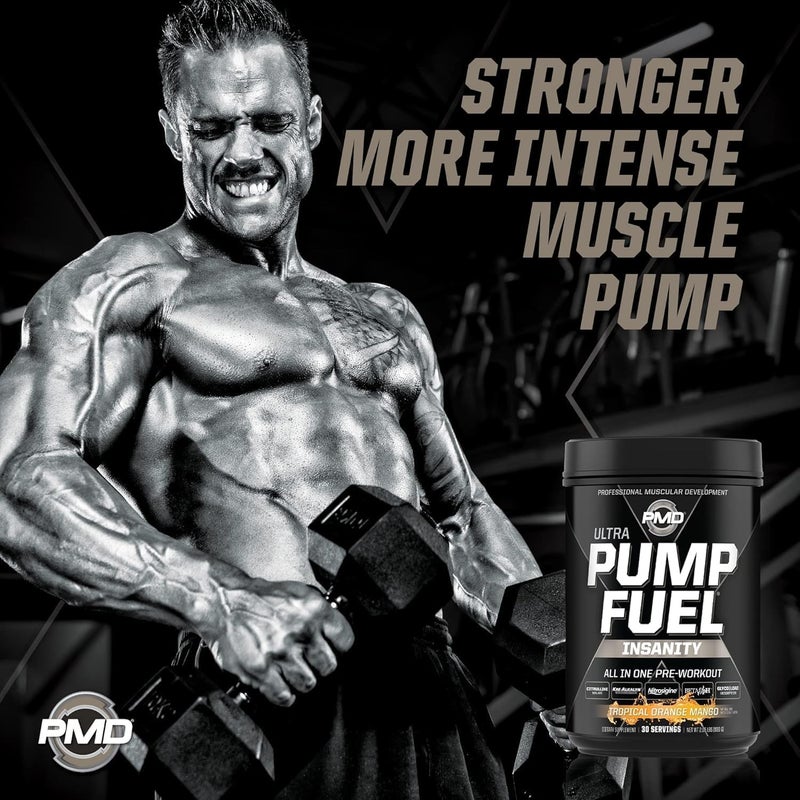 PMD PMD Sports Pump Fuel Ultra Insanity Premium Pre Workout Powder  Muscle Pump Intense Energy Focus Endurance  Recovery Premium Creatine  Beta Alanine Tropical Orange Mango 30 Servings - Image 5