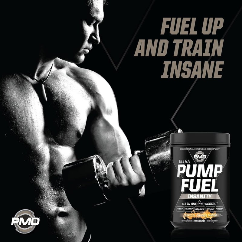 PMD PMD Sports Pump Fuel Ultra Insanity Premium Pre Workout Powder  Muscle Pump Intense Energy Focus Endurance  Recovery Premium Creatine  Beta Alanine Tropical Orange Mango 30 Servings - Image 3