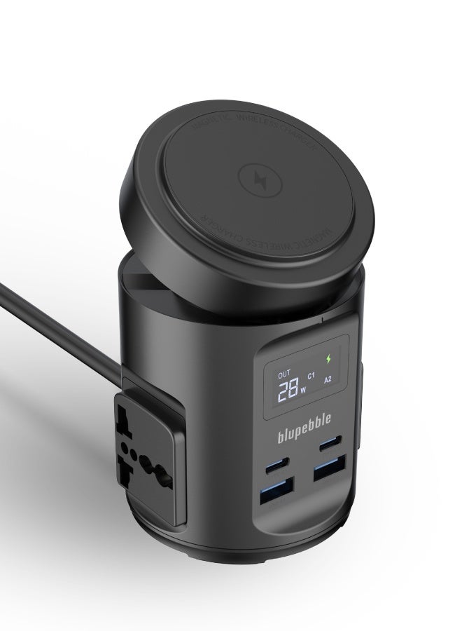 blupebble MagPod Hub 65W Power Adapter | Dual Universal Sockets with USB-A QC 3.0 Fast Charging – Compact Charging Station for Home, Office & Travel - Image 1
