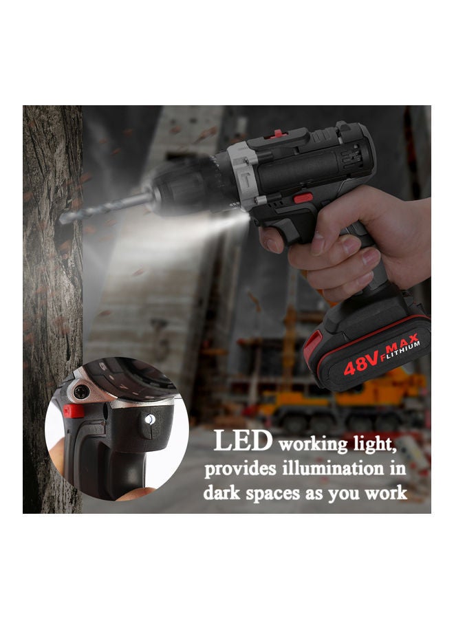 NIBEMINENT Electric Impact Cordless Drill High Power Black/Red 27x5x24.5cm - Image 5