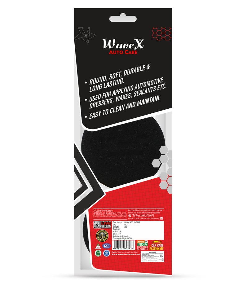 Wavex Ultrafine Foam Sponge Applicator for Tyre Dressing (Pack of 3 Black) - Image 2