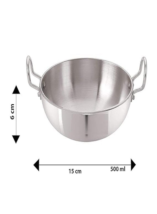 Shopsidex 4 mm Aluminium Kadai with Handle, Silver woks (3500 ML) - Image 2