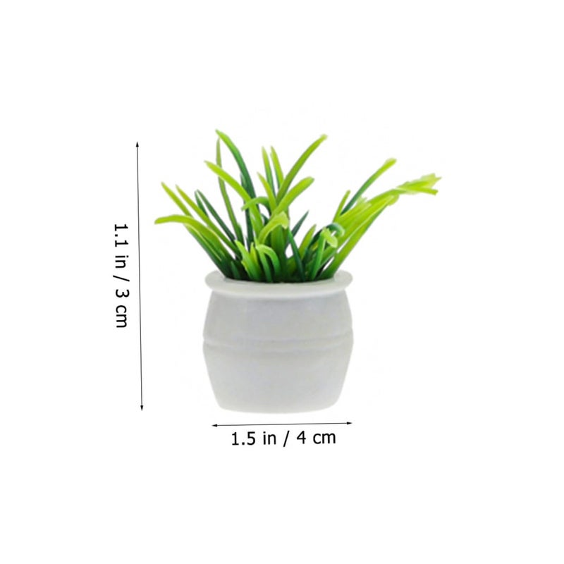 Miniature Potted Plant Set 7 Pcs Artificial Bonsai Dollhouse Garden Decor - Image 3