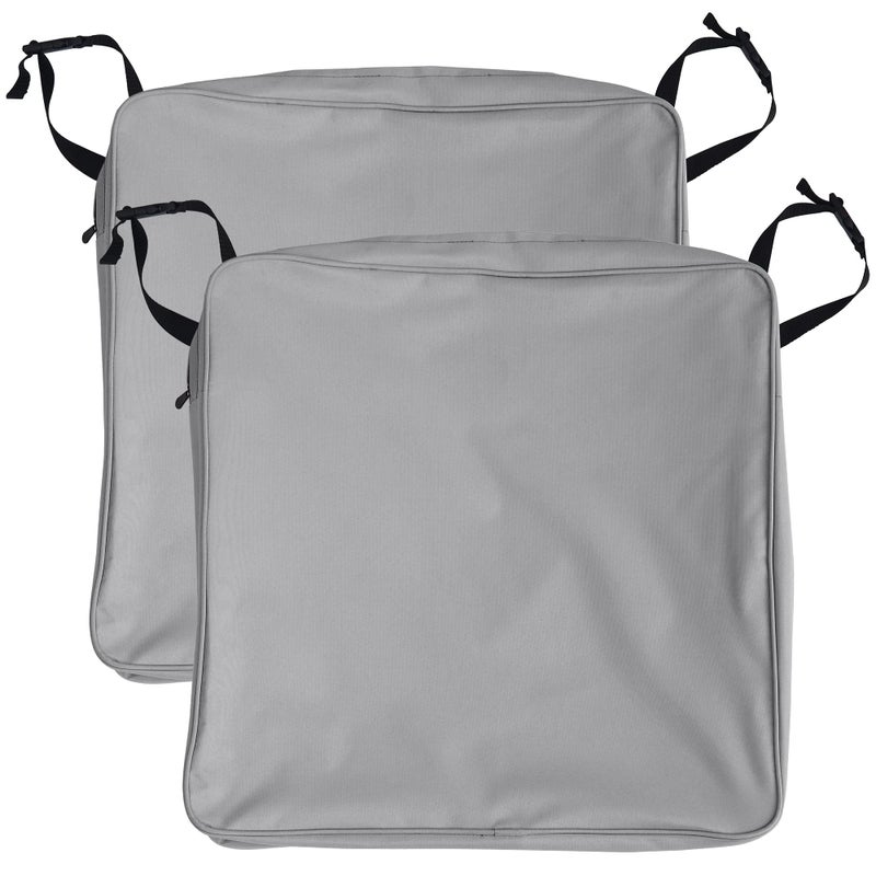 NICETOWN NICETOWN 2 Pack Square Waterproof Outdoor Cushion Covers 24 x 24 x 4 inch with Zipper Fade Safe Patio Cushion Covers Replacement with 4 Buckle Straps Grey Covers Only 