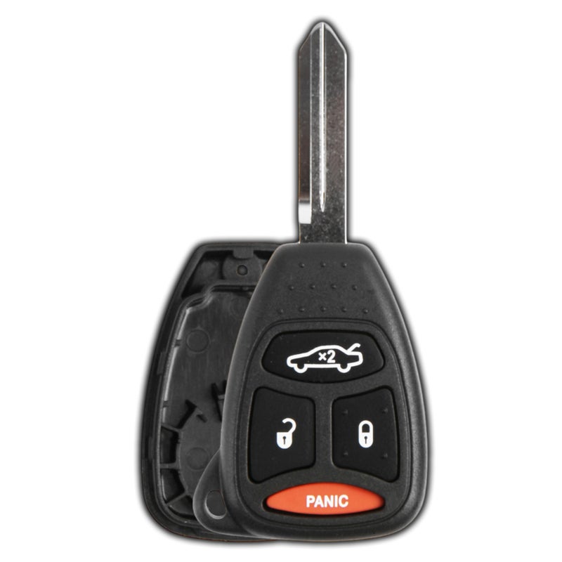 KeylessOption Key Fob Cover Case Replacement for 2005 2006 2007 2008 2009 Chrysler 300 Aspen Dodge Charger Durango Jeep Commander Cherokee Remote Shell 4Button KOBDT04A No Programming Necessary